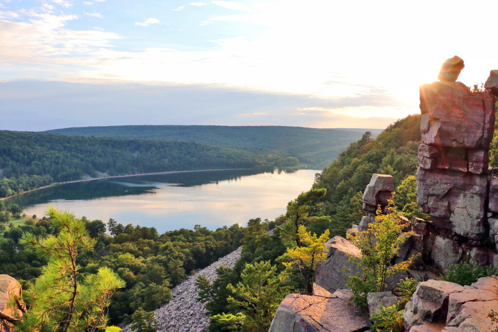 Summer is the best time to visit Devils Lake State Park for hiking to enjoy the views from Balanced Rock.